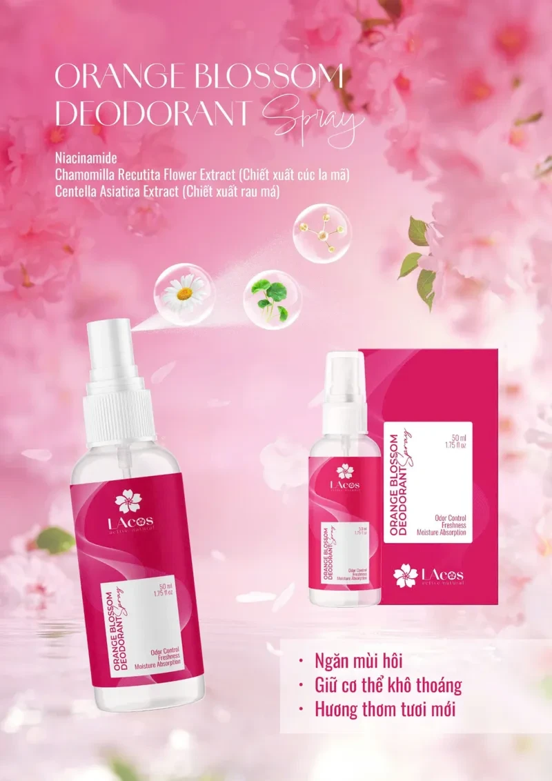 Xịt khử mùi hương Orange Blossom LAcos – LAcos Orange Blossom Deodorant Spray (50 ml)